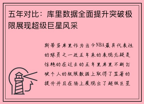 五年对比：库里数据全面提升突破极限展现超级巨星风采